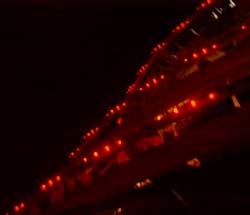 Roller coaster atop the Stratosphere at night