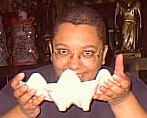 I try to drink out of a giant seashell
