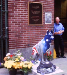 Firefighter checks out Art Dog